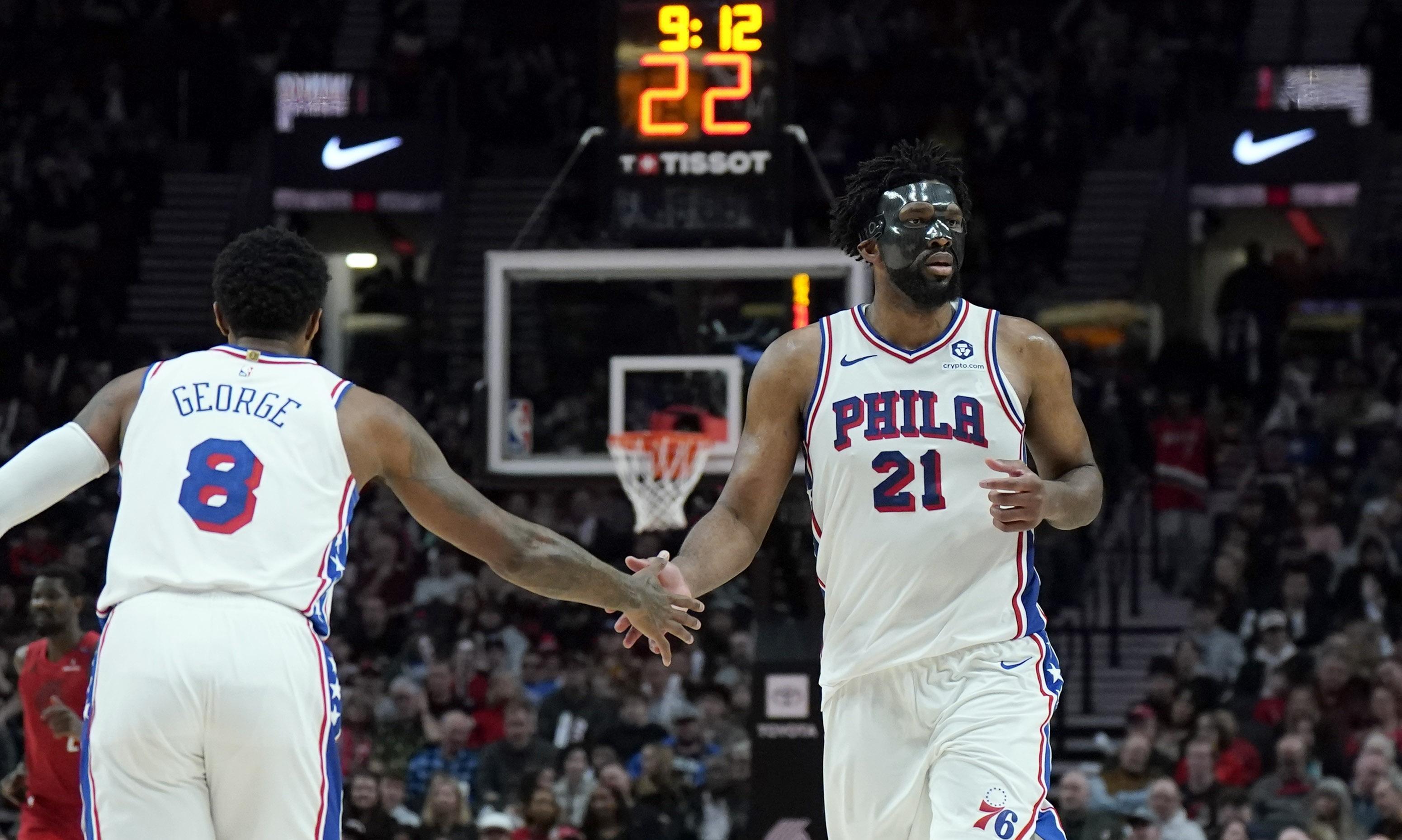 76人横扫步行者,乔治送出助攻 76人横扫步行者,乔治送出助攻